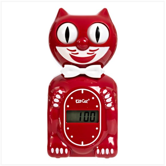 Solar powered Kit-Cat clock Digital Alarm Klock Space Cherry Red - Picture 1 of 5